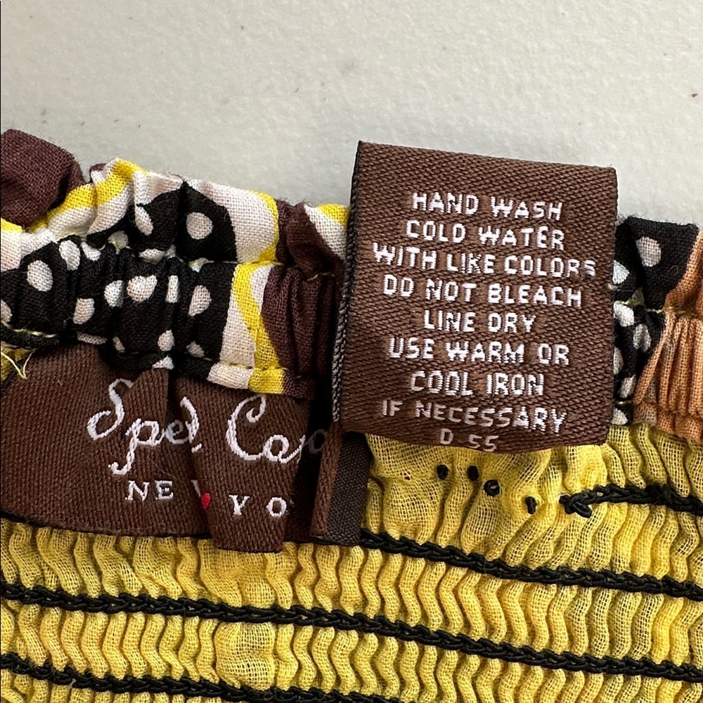 100% Cotton Speed Control Yellow, and Brown Floral Maxi Dress Size Medium. - Picture 11 of 12